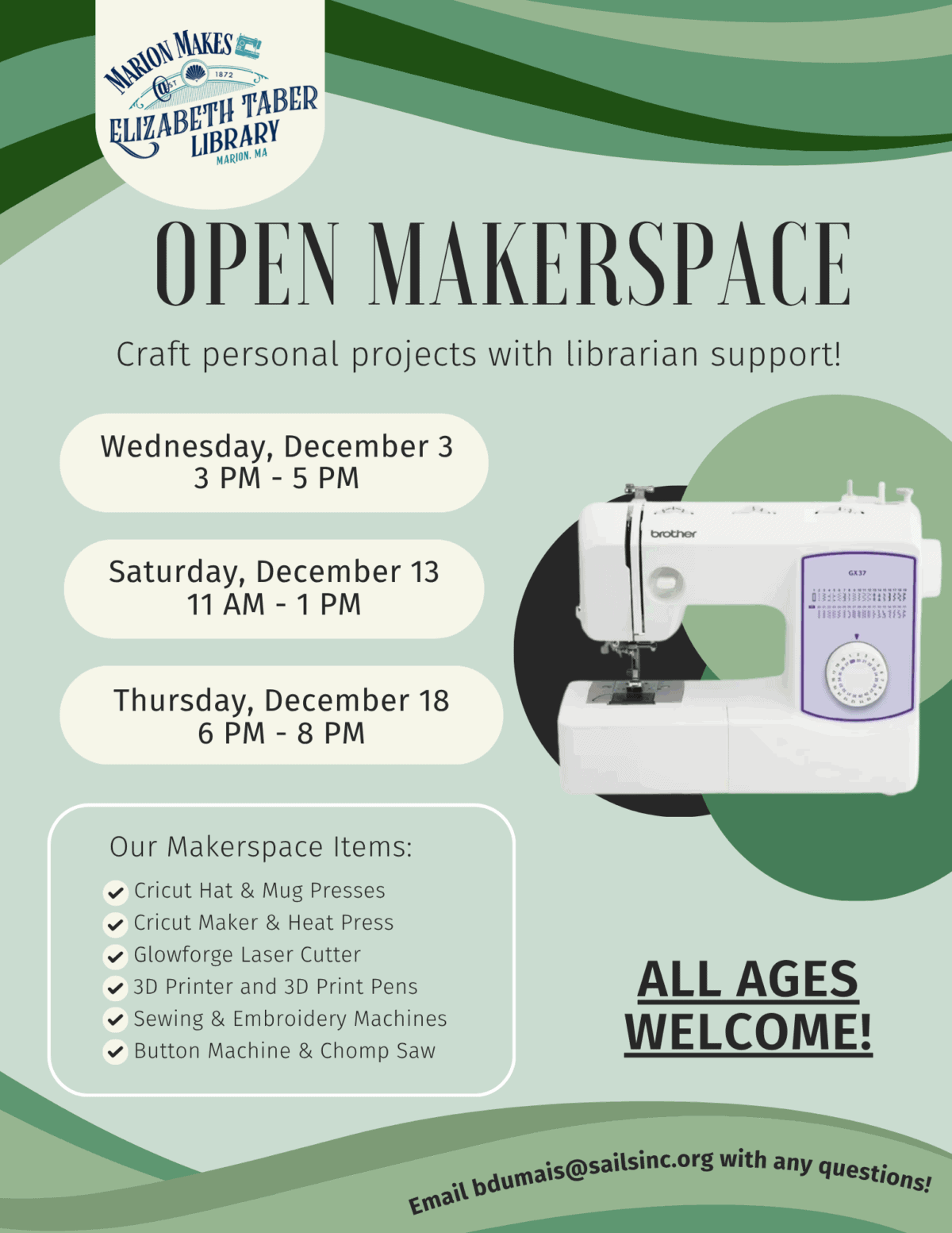 open makerspace hours december 2025