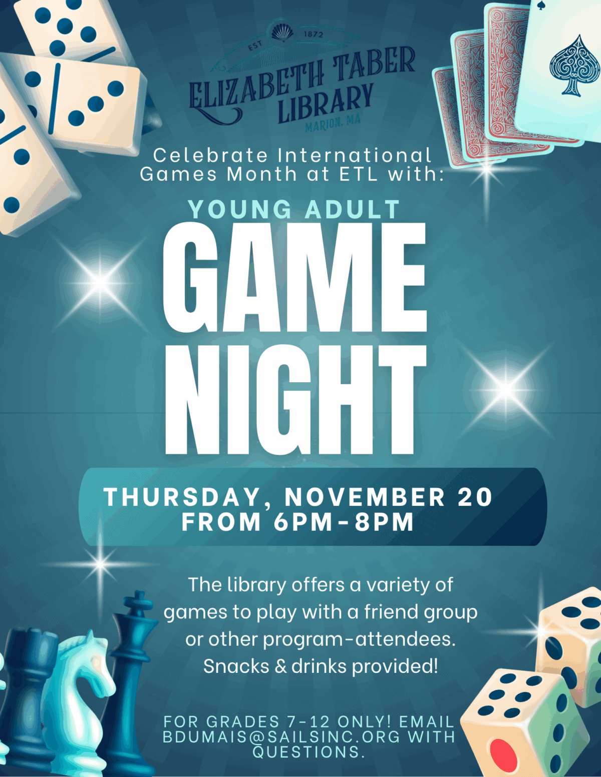 ya game night nov 2025 flyer